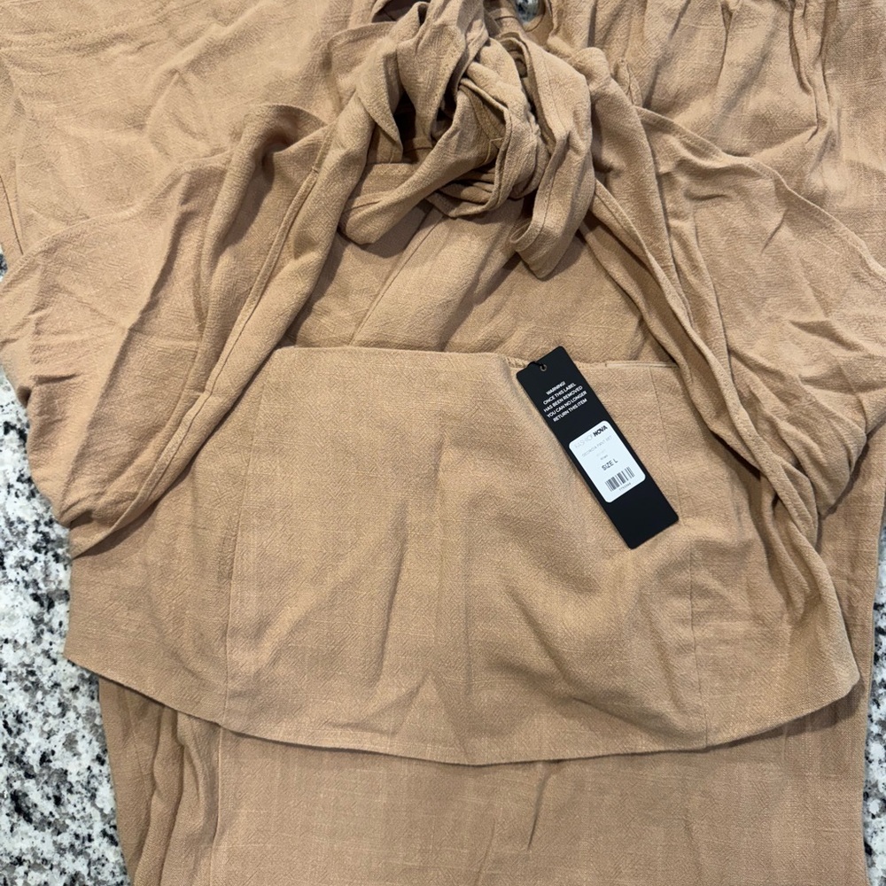 Fashion Nova Tan Palazzo Pantsuit - Picture 3 of 5